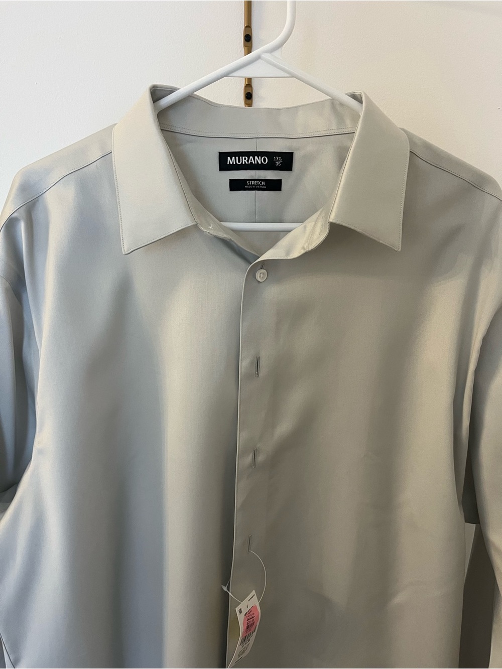 Murano Men's Stretch Dress Shirt in Light Gray/Silver size 17.5-35